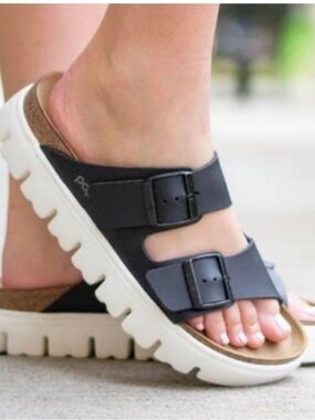 Birkenstock Papillio Arizona Chunky Black platform slides